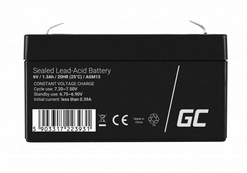Bateri Green Cell AGM13, 6V, 1.3mAh, e zezë - 3