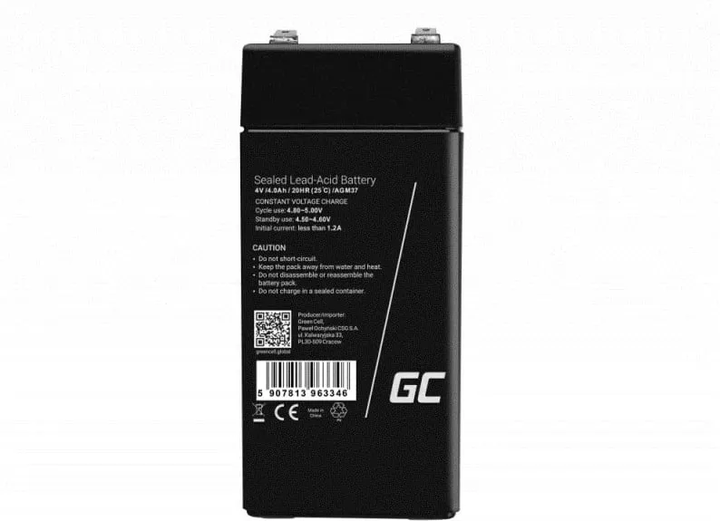 Battery industriale Green Cell AGM37, 4000 mAh, 4 V, e zezë - 11