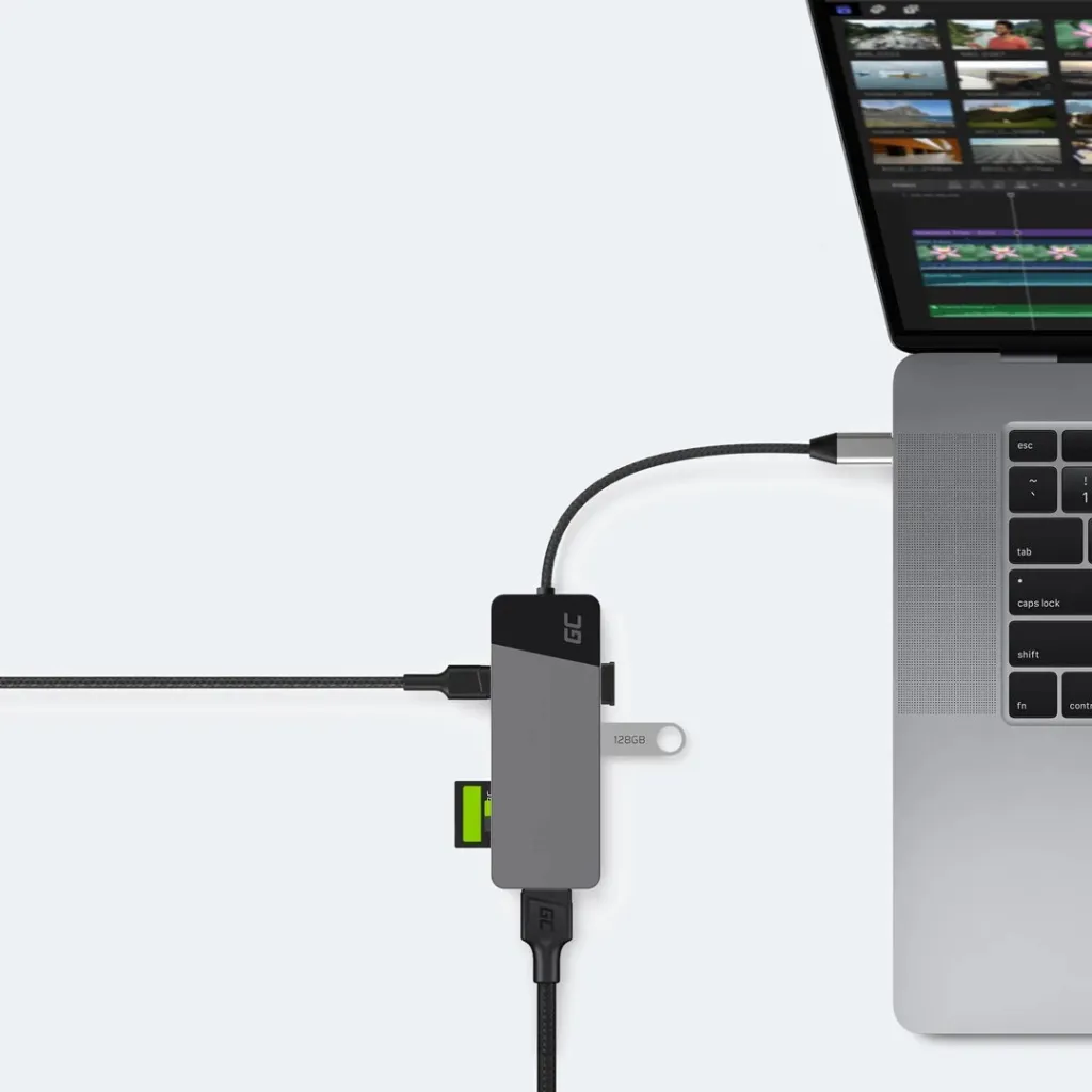 Shpërndarës USB Green Cell, HDMI 4K, USB-C, MICROSD - 2
