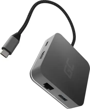 Hub USB Green Cell AK61, USB 3.2 Gen 1, 87 W, Argjendtë