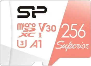 MicroSDXC kartë memorie Silicon Power Superior 256 GB, e kuqe