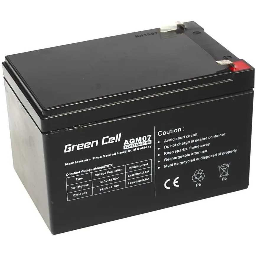 Bateri të mesme Green Cell Replacement Battery AGM07 12V / 12Ah - 1