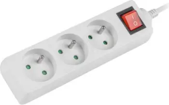 Shirit rryme me 3 priza Lanberg PS1 (PS1-03E-0300-W), 3m, i bardhë
