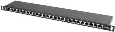 Patch panel Lanberg 0.5U, 19", 24x RJ-45, Cat.5E, i zi - 1