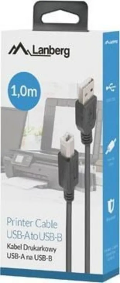Kabllo USB Lanberg, USB-A në USB-B, 1m, 2.0, e zezë - 2