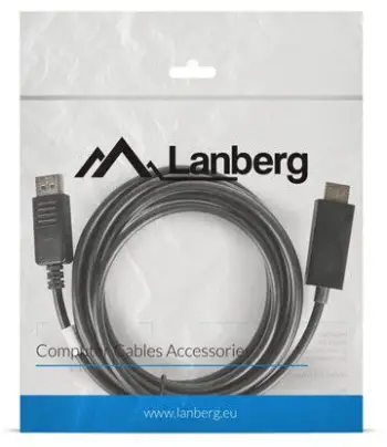 Kabllo Lanberg DisplayPort - HDMI (CA-DPHD-10CC-0030-BK), 3m, e zezë
