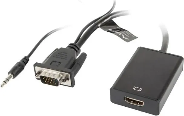 Kabllo Lanberg HDMI AV - D-Sub (VGA) + Jack 3.5 mm (AND-0021-BK), e zezë - 1