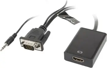 Kabllo Lanberg HDMI AV - D-Sub (VGA) + Jack 3.5 mm (AND-0021-BK), e zezë