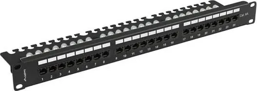 Patch panel LANBERG 24 porta 1U 19" kat.6A UTP, organizer kabllash, zi - 2