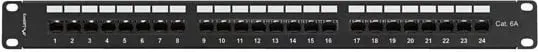 Patch panel LANBERG 24 porta 1U 19" kat.6A UTP, organizer kabllash, zi - 3