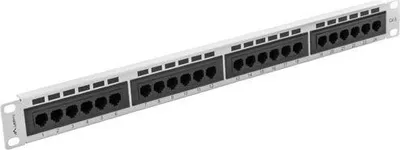 Patch panel LANBERG PPU6-1024-S, 24 port, 1U, gri - 1
