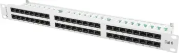 Patch Panel Lanberg 1U, 19", 48x RJ45, Cat.6, i hirtë