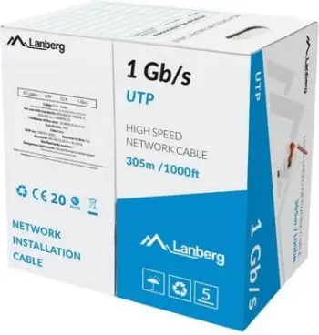 Kabllo rrjeti Lanberg UTP, 305m, 1 Gbit/s, e kuqe