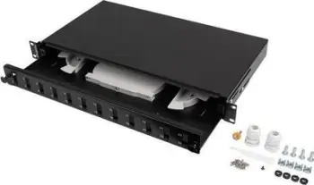 Panel patch fiber optik Lanberg 1U, 12 porta SC LC, për rack 19"