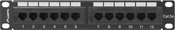 Panel Patch Lanberg 12 Port 1U 10 inç kategori 5e e zezë -PPU5-9012-B - 2