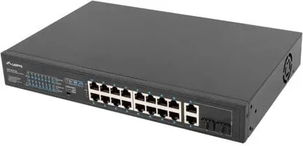 Switch Lanberg 19" POE+ 16x 100MB /2X COMBO GIGABIT ETHERNET 250W - 2