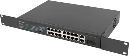 Switch Lanberg 19" POE+ 16x 100MB /2X COMBO GIGABIT ETHERNET 250W - 4