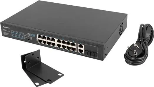 Switch Lanberg 19" POE+ 16x 100MB /2X COMBO GIGABIT ETHERNET 250W - 6