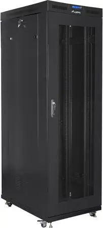 Kabinet rrjeti Lanberg Standing Cabinet 19" 27U, 800 kg, me ventilatorë, i zi