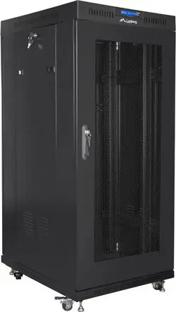 Kabinet rrjeti Lanberg Standing Cabinet 19" 15U FF01-8015-23BL, kapacitet 800 kg, me ventilatorë, i zi