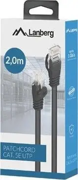 Kabllo rrjeti Lanberg Patchcord Cat.5e UTP, 2m, e zezë