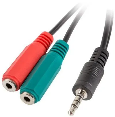 Kabllo e zezë Lanberg Jack 3.5mm - Jack 3.5mm x2, 0.2m - 1