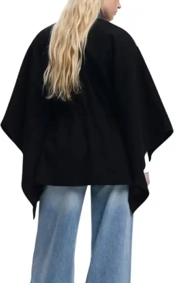 Poncho DESIGUAL Aldama Eyelets femra, e zezë