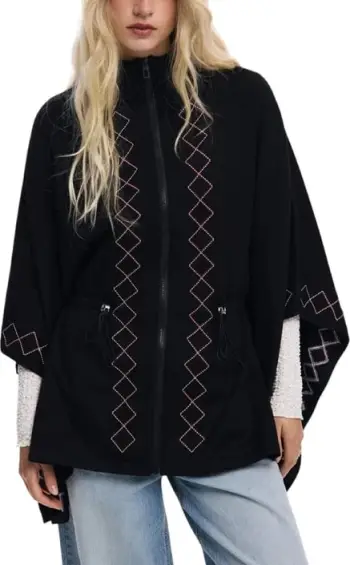 Poncho DESIGUAL Aldama për femra, e zezë