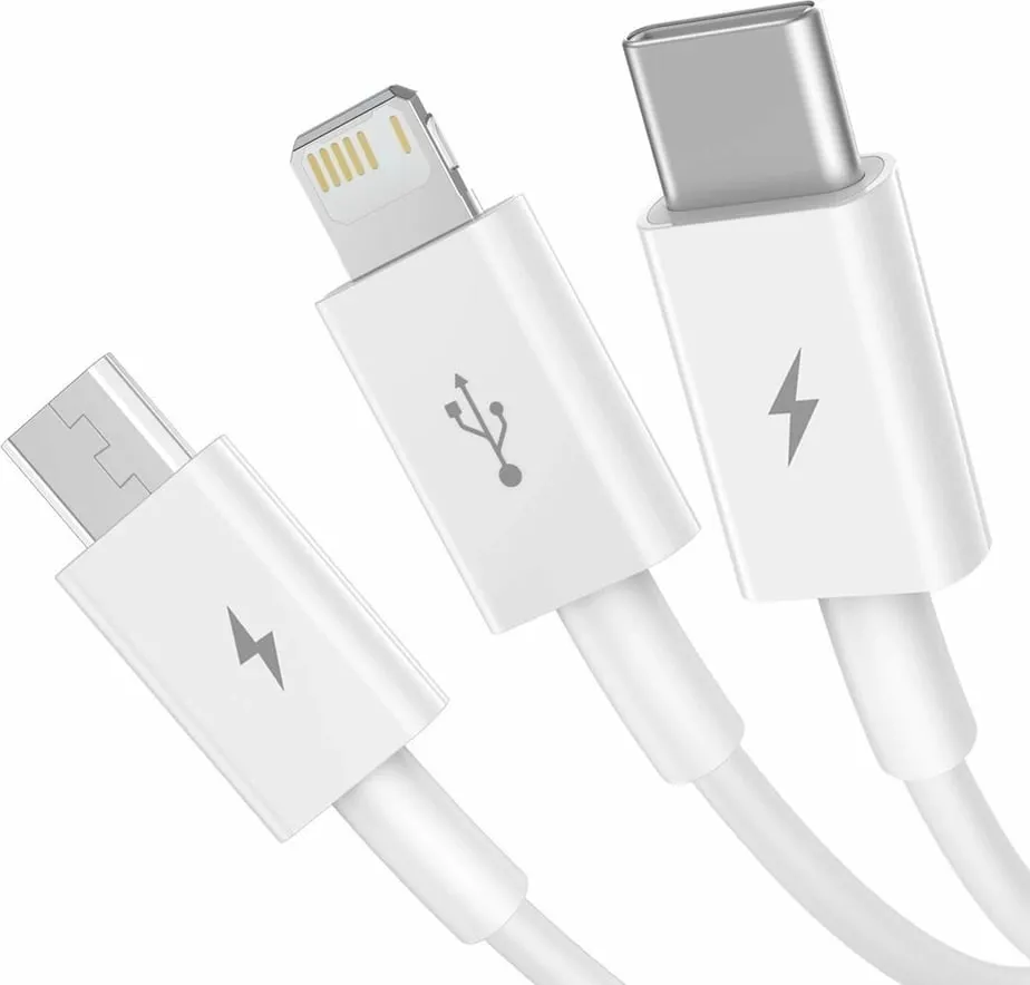 Kabllo BASEUS Superior 3në1, USB-A - USB-C/micro USB/Lightning, 1.5m, e bardhë - 2