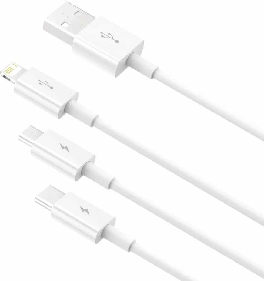 Kabllo BASEUS Superior 3në1, USB-A - USB-C/micro USB/Lightning, 1.5m, e bardhë - 4