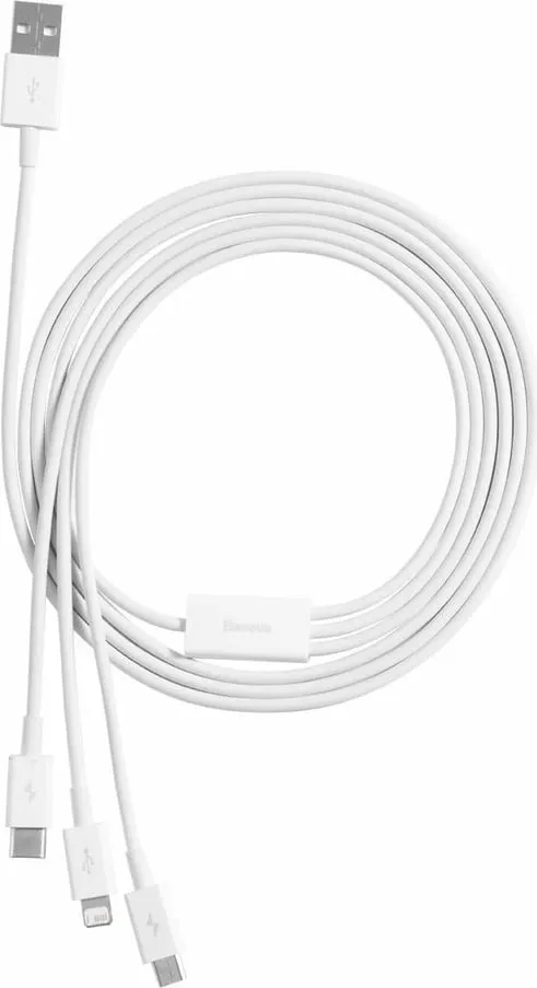 Kabllo BASEUS Superior 3në1, USB-A - USB-C/micro USB/Lightning, 1.5m, e bardhë - 7
