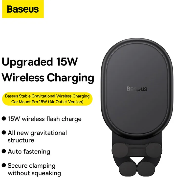 Mbajtëse për celular Baseus Stable Pro, 15W, e zezë - 10