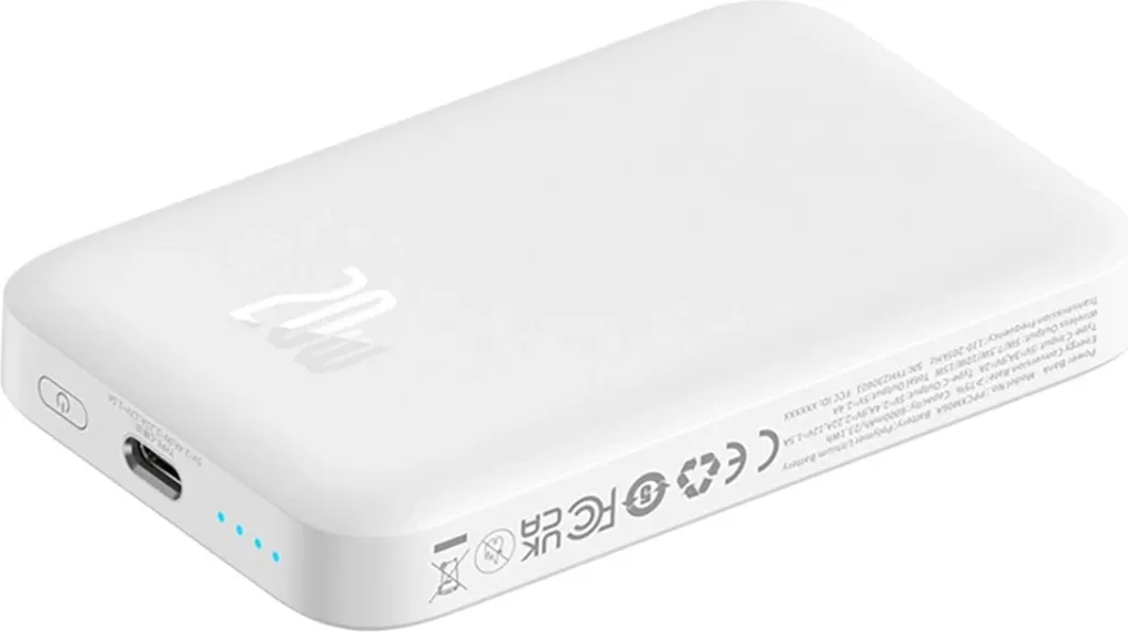 Powerbank Baseus Magnetic Mini MagSafe, 6000mAh, i bardhë - 2