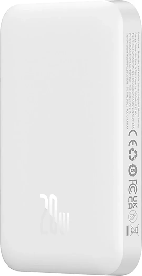 Powerbank Baseus Magnetic Mini MagSafe, 6000mAh, i bardhë - 4