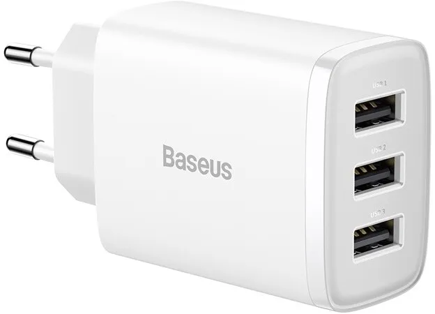 Karikues Baseus, 3xUSB-A, 17W, i bardhë - 1