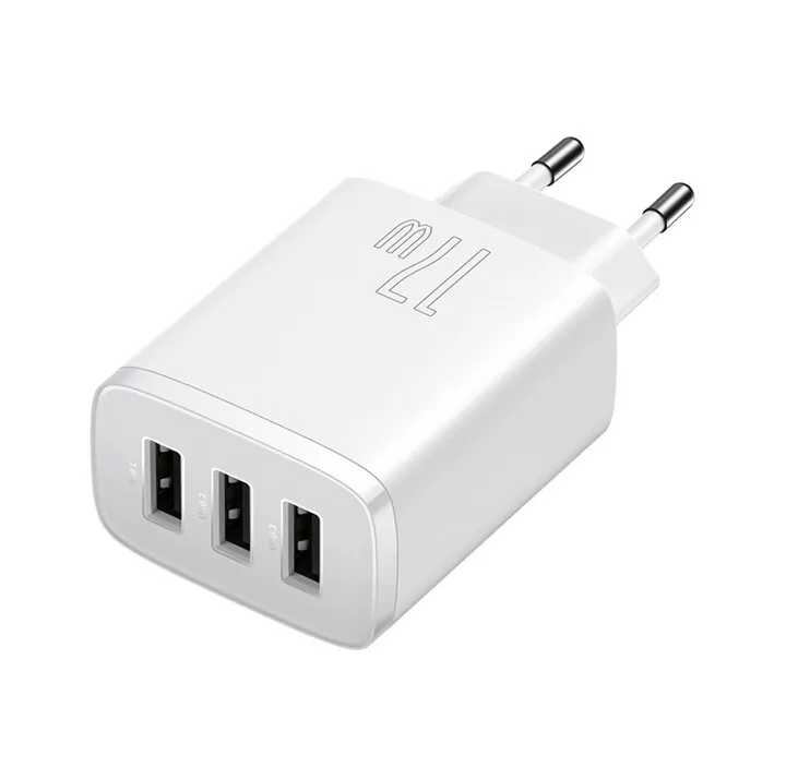Karikues Baseus, 3xUSB-A, 17W, i bardhë - 2