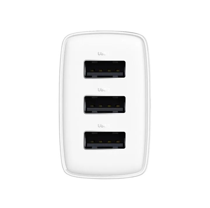 Karikues Baseus, 3xUSB-A, 17W, i bardhë - 3
