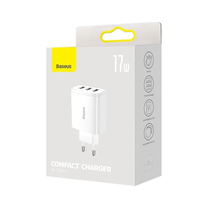 Karikues Baseus, 3xUSB-A, 17W, i bardhë - 9