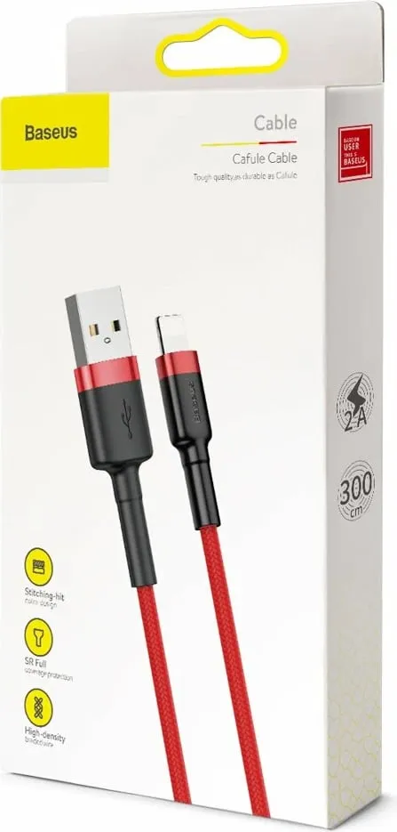 Kabllo Baseus (CALKLF-R09), USB-A - Lightning, 3m, e kuqe - 9