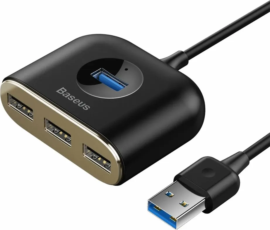 USB Hub Baseus, 1m, 1xUSB 3.0 + 3xUSB 2.0, 5Gbps, e zezë - 2