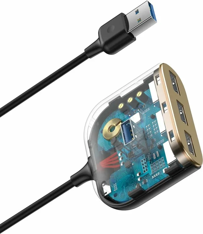 USB Hub Baseus, 1m, 1xUSB 3.0 + 3xUSB 2.0, 5Gbps, e zezë - 6