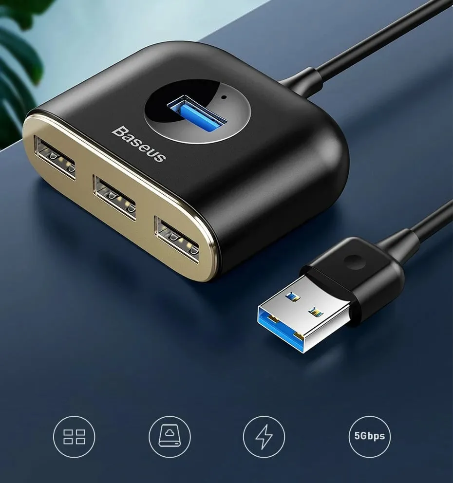 USB Hub Baseus, 1m, 1xUSB 3.0 + 3xUSB 2.0, 5Gbps, e zezë - 8