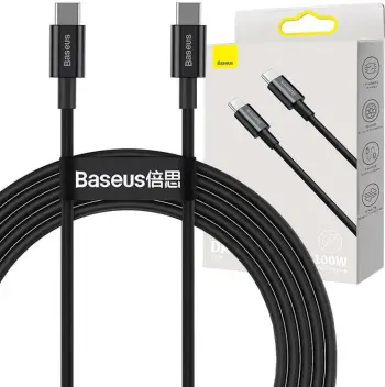 Kabllo Baseus Superior USB-C PD 2.0, 100cm, 100W, e zezë