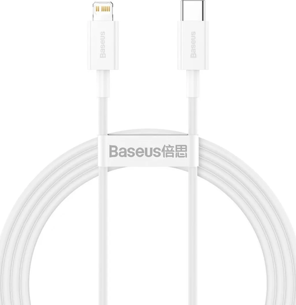 Kabllo Baseus CATLYS-B02, USB-C në Lightning, 1.5m, e bardhë - 1