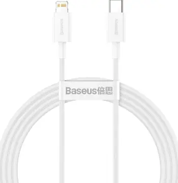 Kabllo Baseus CATLYS-B02, USB-C në Lightning, 1.5m, e bardhë
