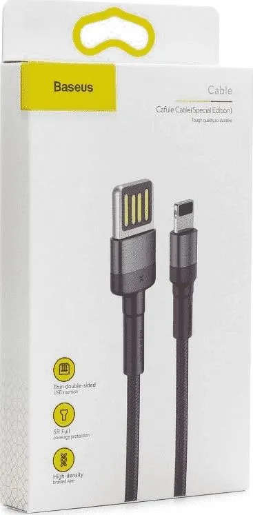 Kabllo Basues USB A - Lightning CALKLF-GG1, 1m, e zezë/hirtë - 1