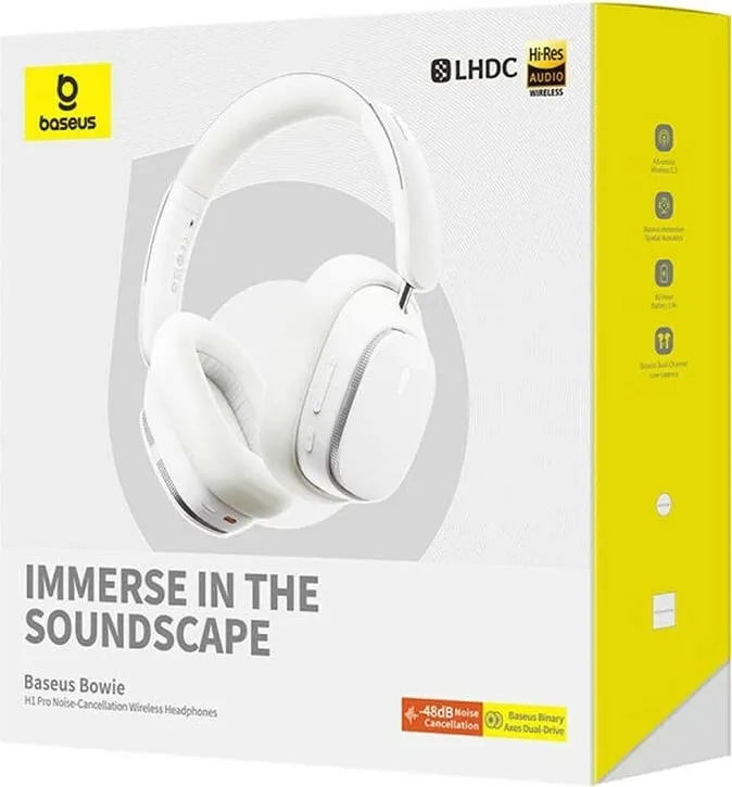 Kufje Baseus Bowie H1 Pro Wireless, USB Type-C, të bardha - 4