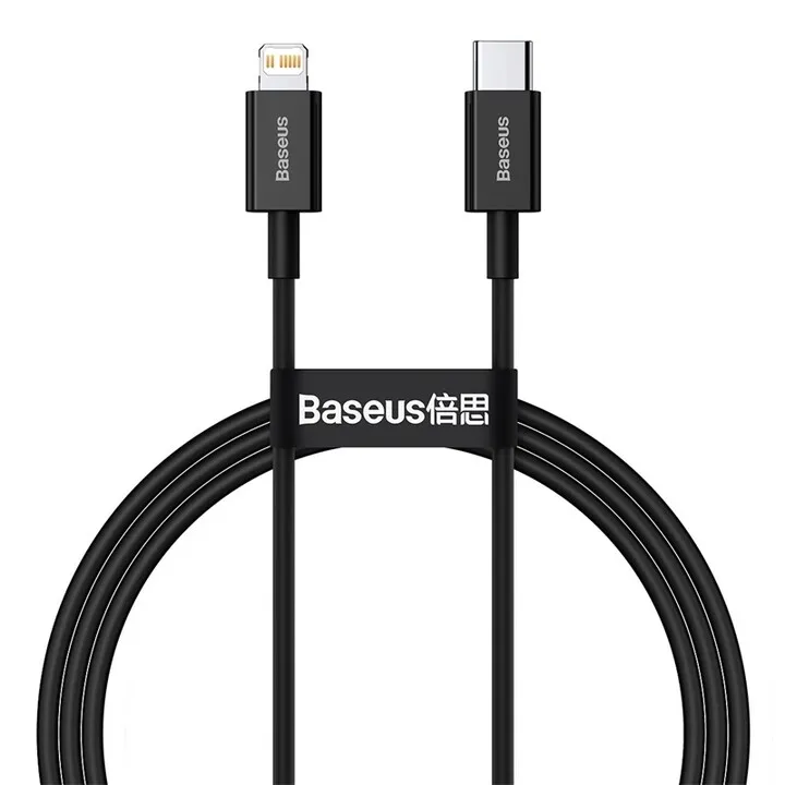 Kabllo për karikim / të dhëna Baseus Superior Series USB-C - Lightning, 20W, 1m, e zezë - 1