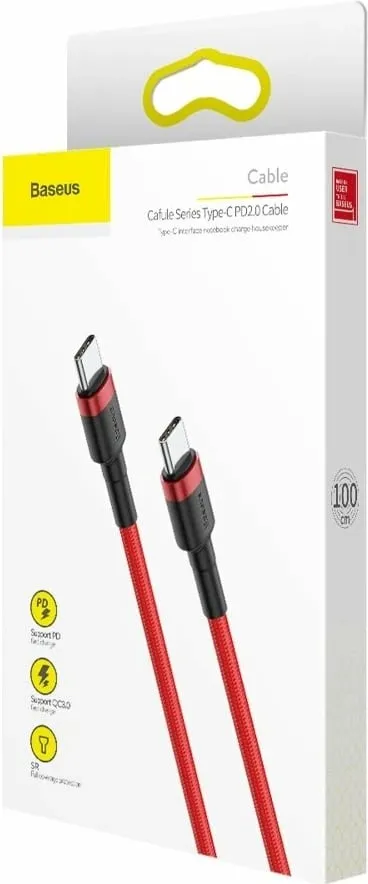 Kabllo Baseus CATKLF-G09, USB-C - USB-C, 1m, e kuqe - 7