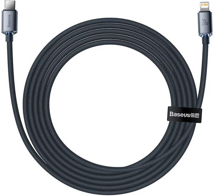 Kabllo karikimi / të dhënash Baseus Crystal Shine Series USB-C - Lightning, 20W, 2m, e zezë - 4